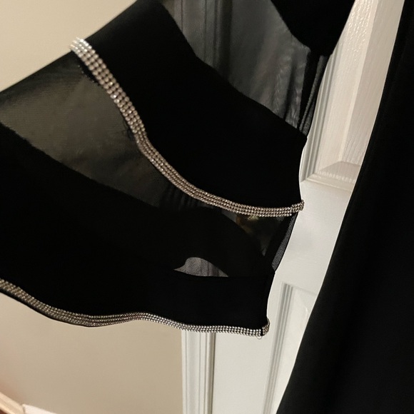 160 - MSK Black Mini Dress with Crystals on Neckline and Sleeves, Size Small - Picture 4 of 4